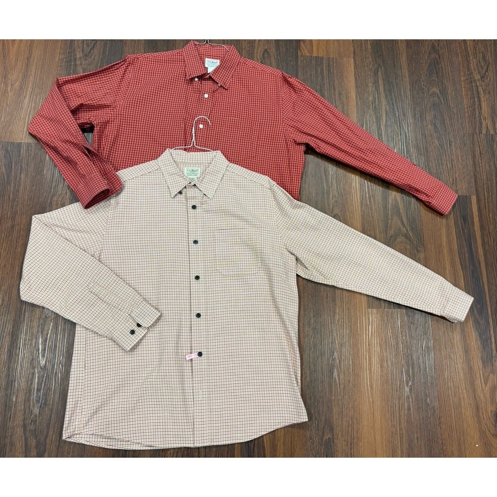LL‎ Bean Long Sleeve Shirts Men's Large Set of 2 Dry Cleaned